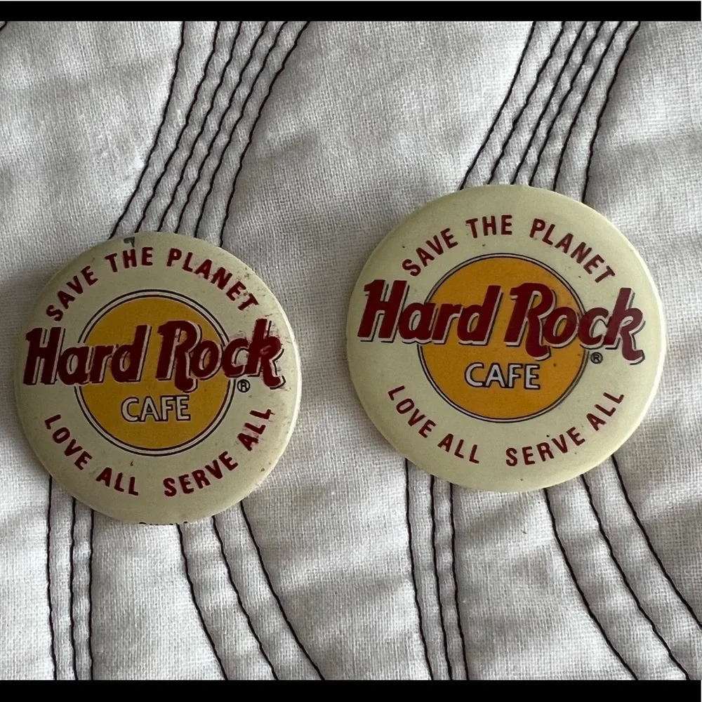 Vintage Hard Rock Cafe Button / Pin - Lot of 2 - Picture 1 of 4
